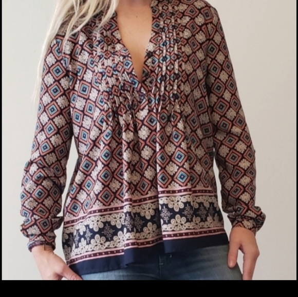 Moon brand boho flowy patterned blouse - Picture 1 of 14